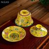 WSHYUFEI Jingdezhen Porcelain Gaiwan Exquisite Enamel Color Tea Bowl with Saucer Lid Kit Handmade ceramics Teaware 280ml