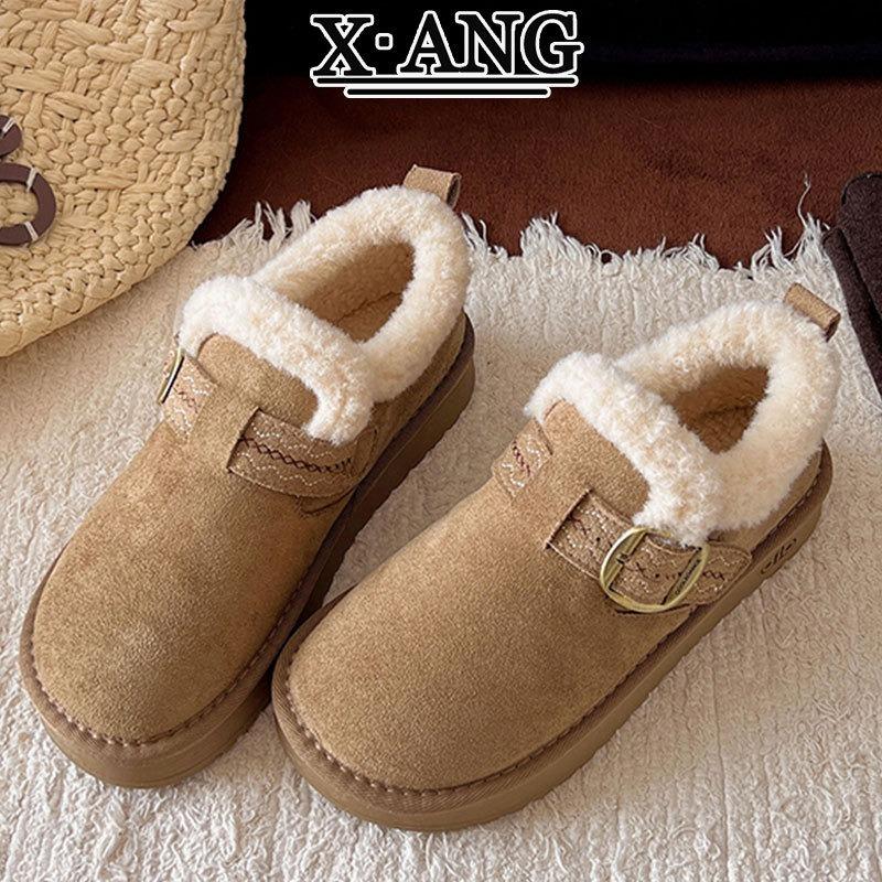 

Cowhide version fleece thickened warm cotton shoes lamb wool shoes thick-soled waterproof and non-slip snow boots children 40