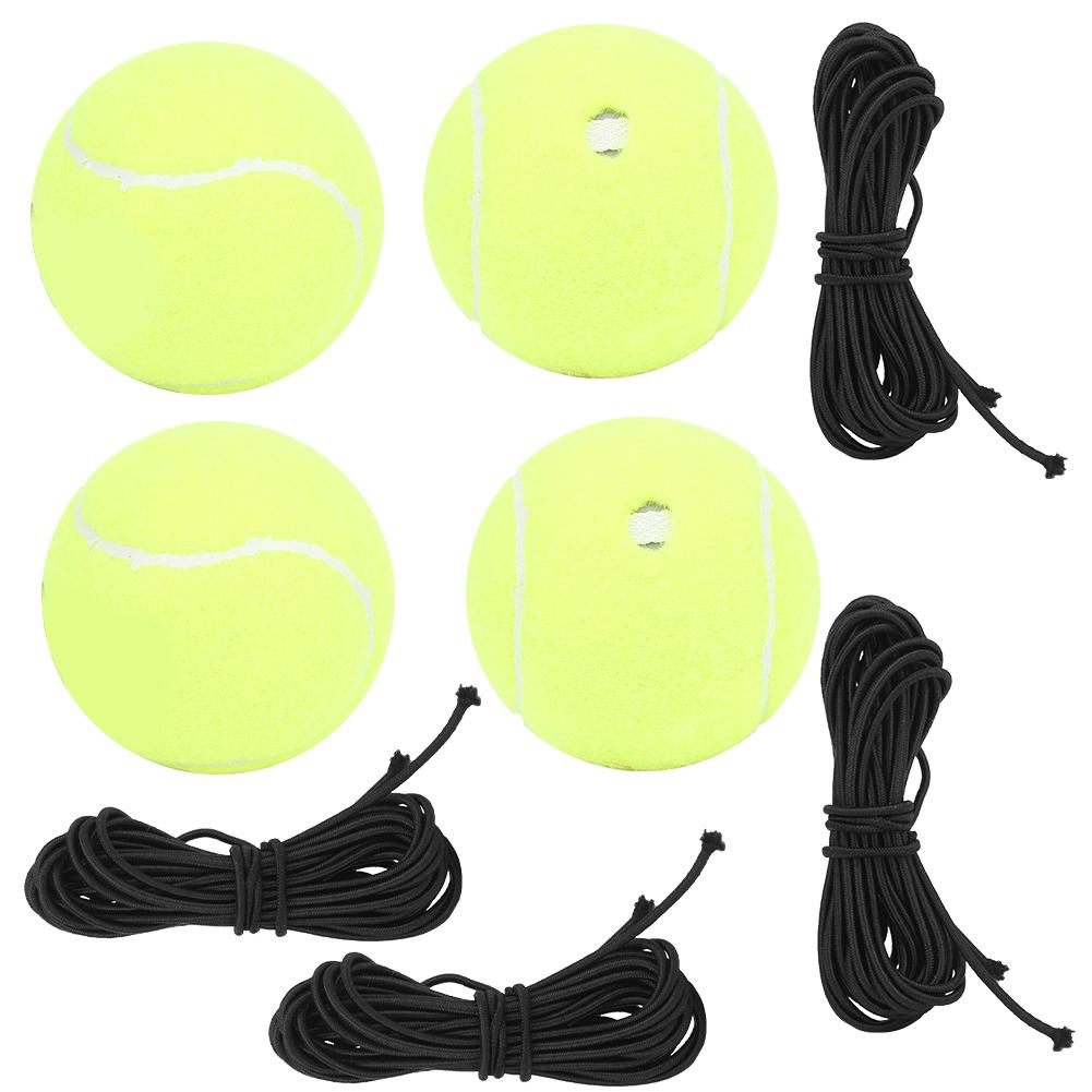 4Pcs/Set High Elastic Tennis Ball with Rubber Band for Sports Practice Training Belt Line