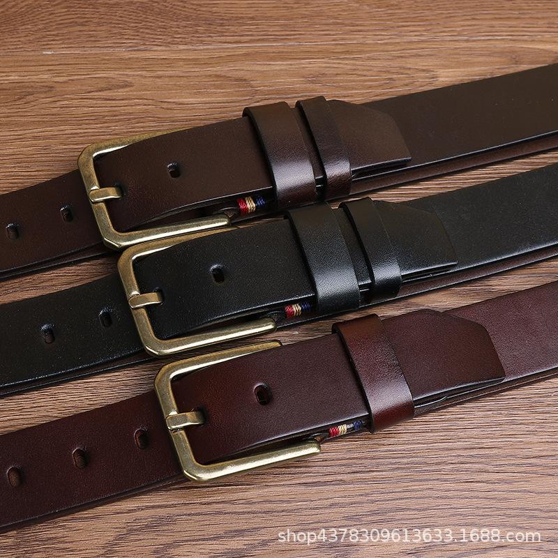 Alien Tail Belt Men's Genuine Leather Needle Buckle Layer Cowhide Business Versatile Youth Retro Fashion Casual Pants Belt