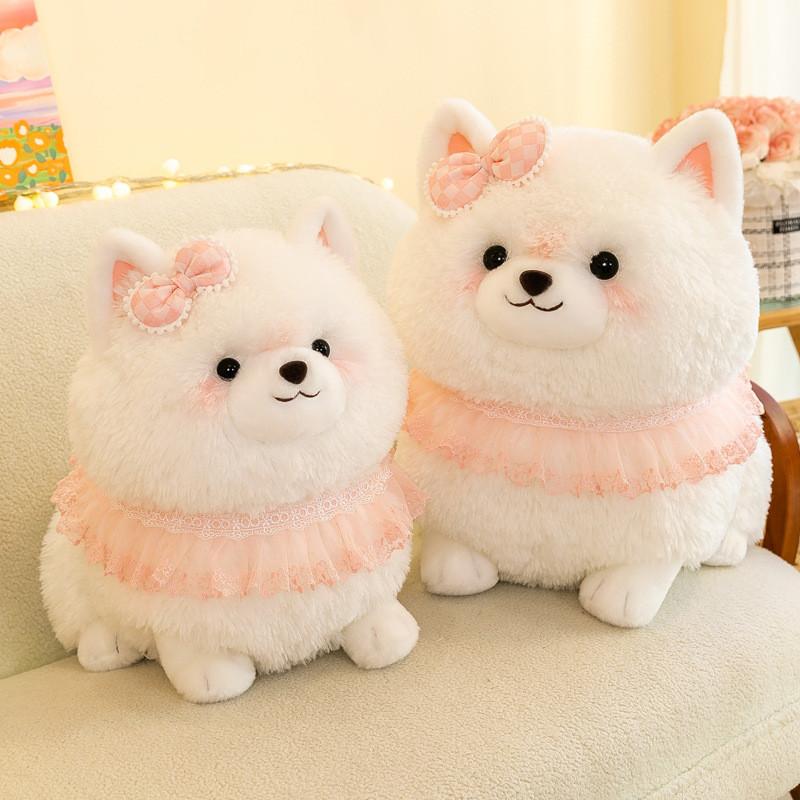 Adorable Pomeranian Plush Dog Toy Realistic Soft Cuddly Stuffed Animal Decoration
