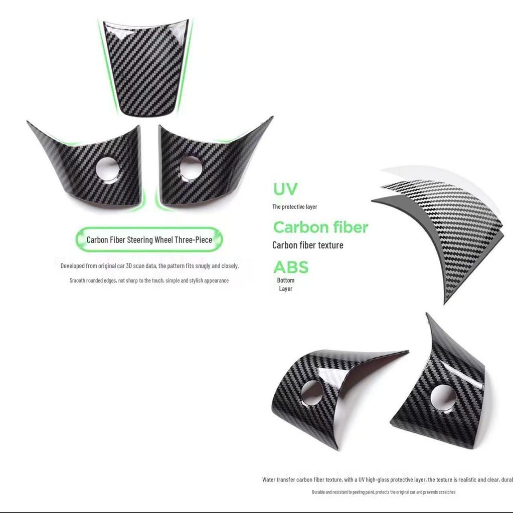 Carbon Fiber Texture Steering Wheel Sticker for Tesla Model 3/Y - Interior Accessory