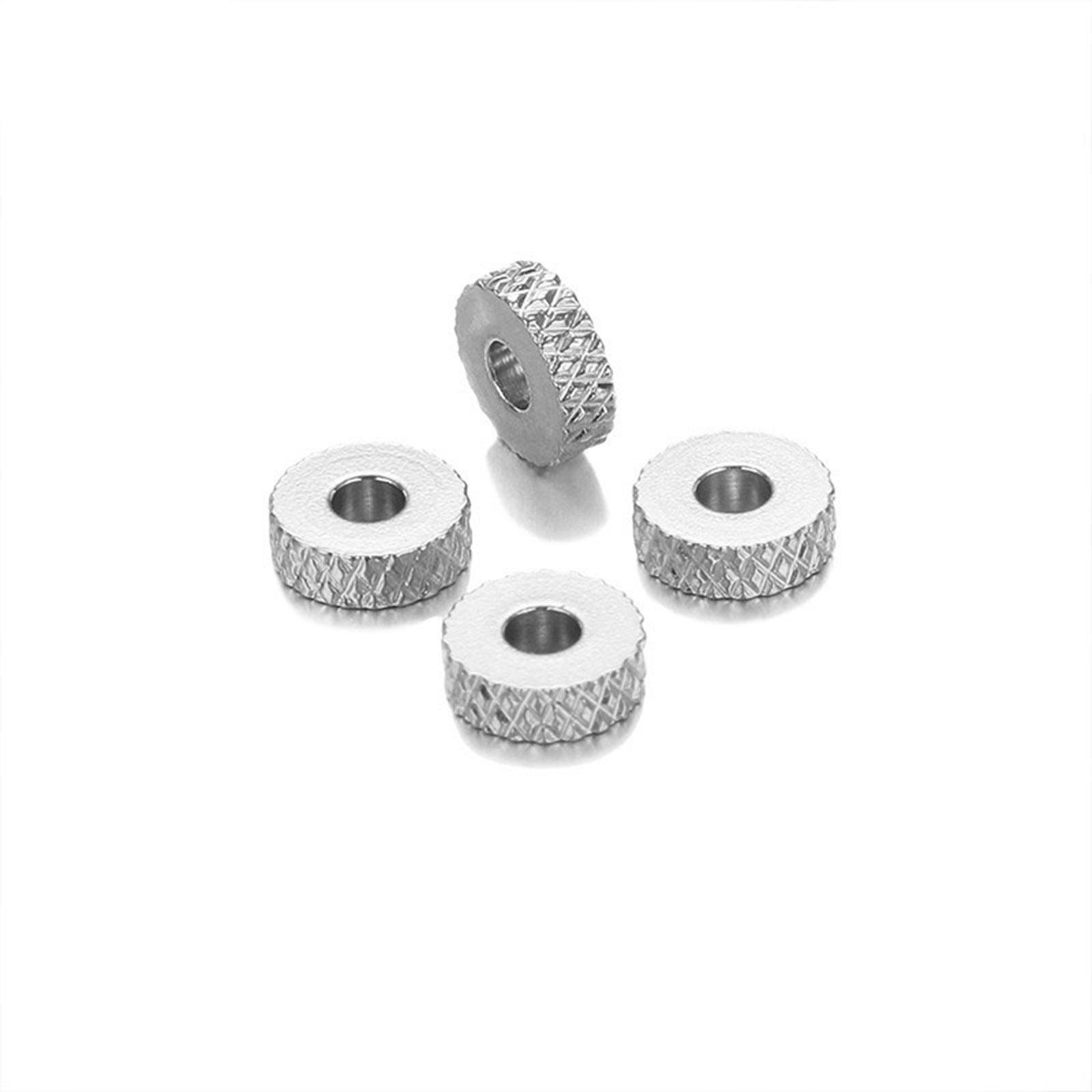 

10/20PCs 6mm Stainless Steel Beads Goldenflat Round Plaid Pattern Spacer Beads For Jewelry Making Diy Bracelet Necklace Findings 10PCS