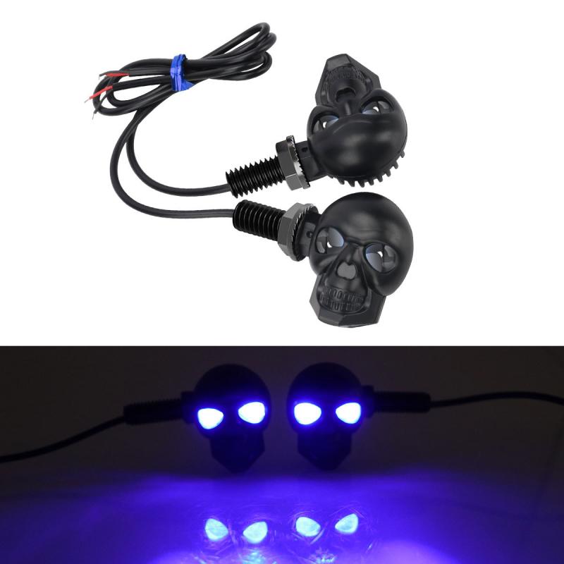 2Pcs Motorcycle Led Skull Shape Waterproof Turn Light Auxiliary Headlights Scooter Driving For Racer Spotlight