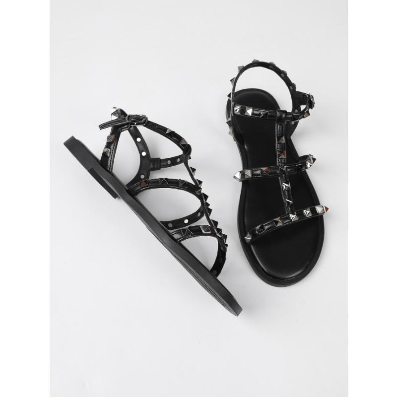 Sommer Nieten Flach Große Größe Damen S Freizeit Sandalen