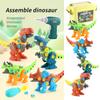 Boys' Dinosaur Building Blocks Set With Electric Drill Abs Material Enhances Emotional Visual And Intellectual Development