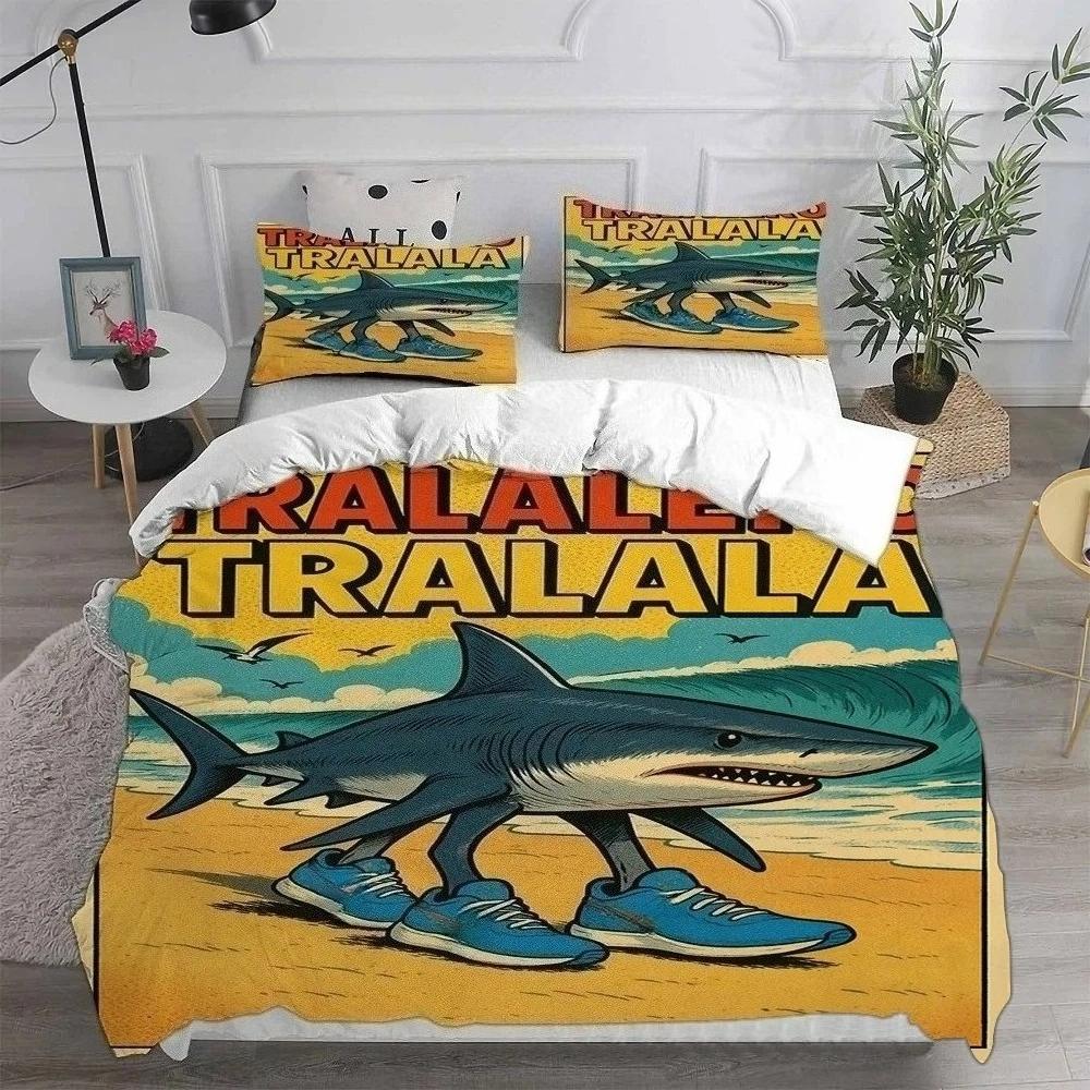 Ai Italienischer Hirnfraß Tung Tung Sahur Bettwäschesets Bettüberwurf Steppdecke Bettbezug Kissenbezug 2-3-teilige Sets Schlafzimmerdeko