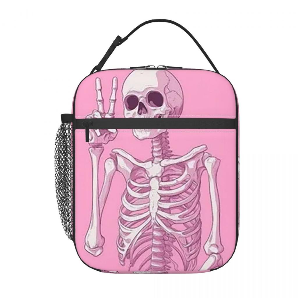 Pink Skull Girl Pattern Insulated Lunch Bag for Women Office Cooler Thermal Food Box Tote Portable Lunch Boxes Container
