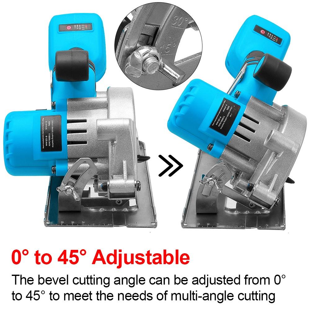 1800W 125MM Electric Cordless Brushless Circular Saw Auxiliary Handle Household Woodworking Tools for 18V Battery