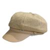 New Autumn and Winter Plaid Leather Octagonal Hat for Women Spring and Autumn Retro British Painter Hat Showing Face Small Duck Cap