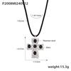 European American Cross-Border Women's Beaten-Texture Glass Cross Necklace Black Cord Stainless Steel 18K Gold-Plated PVD Party