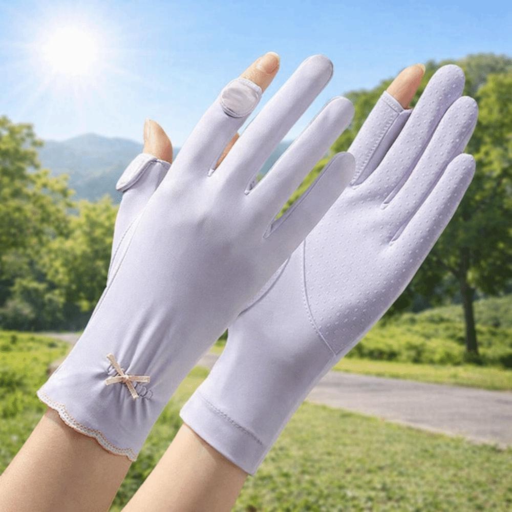 Sun Protection Women Sunscreen Gloves Thin Summer Driving Mittens Ice Silk Riding Gloves  Driving