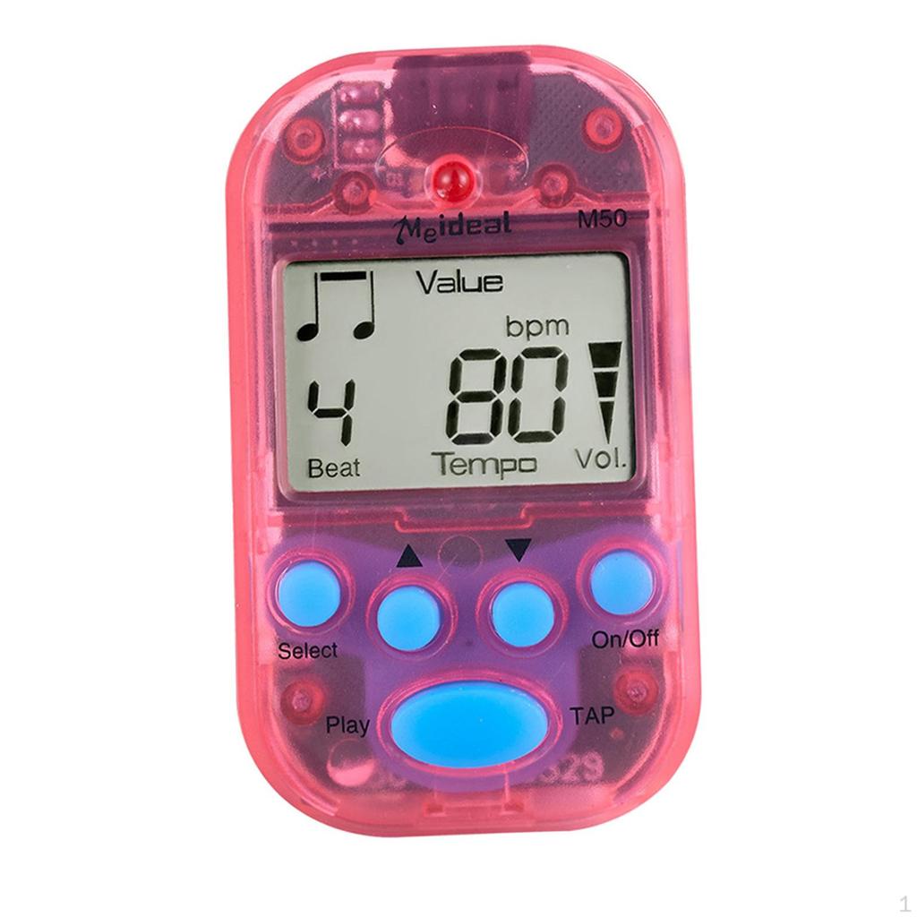 Mini Digital Metronome Beat Tap Volume Adjustable Lightweight Durable Portable Clip On for Drum