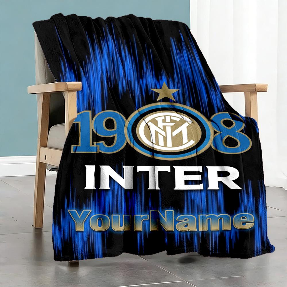 Inter Milan Personalized Name Blanket Throw Personalized Blanket Warmthful Decor Great for Picnics Sofa Seaside Living Room for All Occasions
