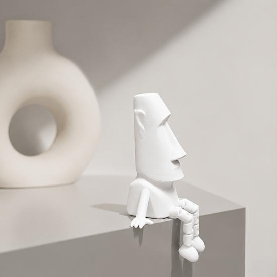 Adorno de Estatua Moai Impreso en 3D con Extremidades Móviles, Figura de Cabeza de la Isla de Pascua para Decoración de Escritorio y Alivio del Estrés, Mini Estatua de Piedra Regalo para el Hogar