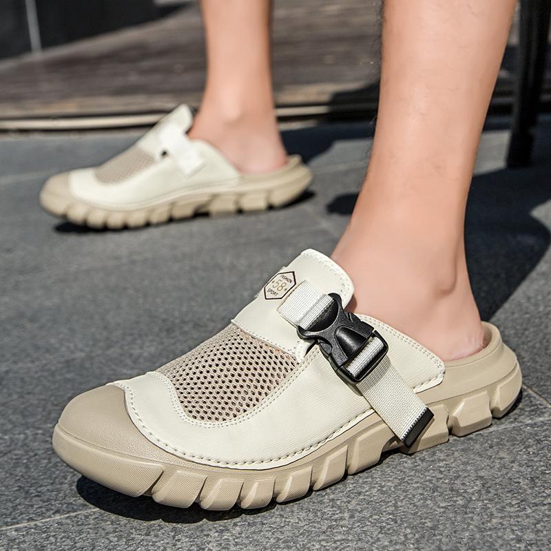 TUINANLE Ciabatte Mezzepunte Uomo Taglie Grandi Chiusa Estate Comode Suola Morbida Traspiranti Piattaforma Sandali Zoccoli Casual da Passeggio