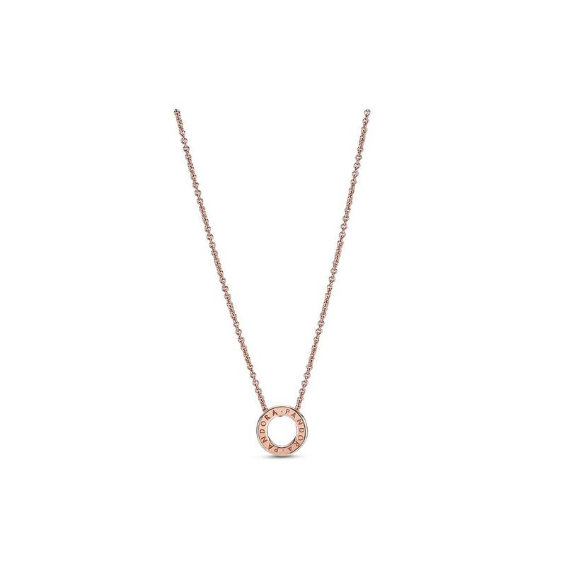 Pandora Heart Logo Pavé 925 Silver Synthetic Cubic Zirconia Necklace Women's Silver/Pink 397436CZ/387436C01
