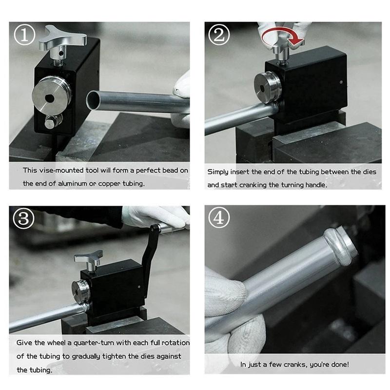 Tubing Beader Tool Manual Bead Roller Intake and Intercooler Piping Crimping Tool Fit 5/8" or Larger ID Tubes Aluminum