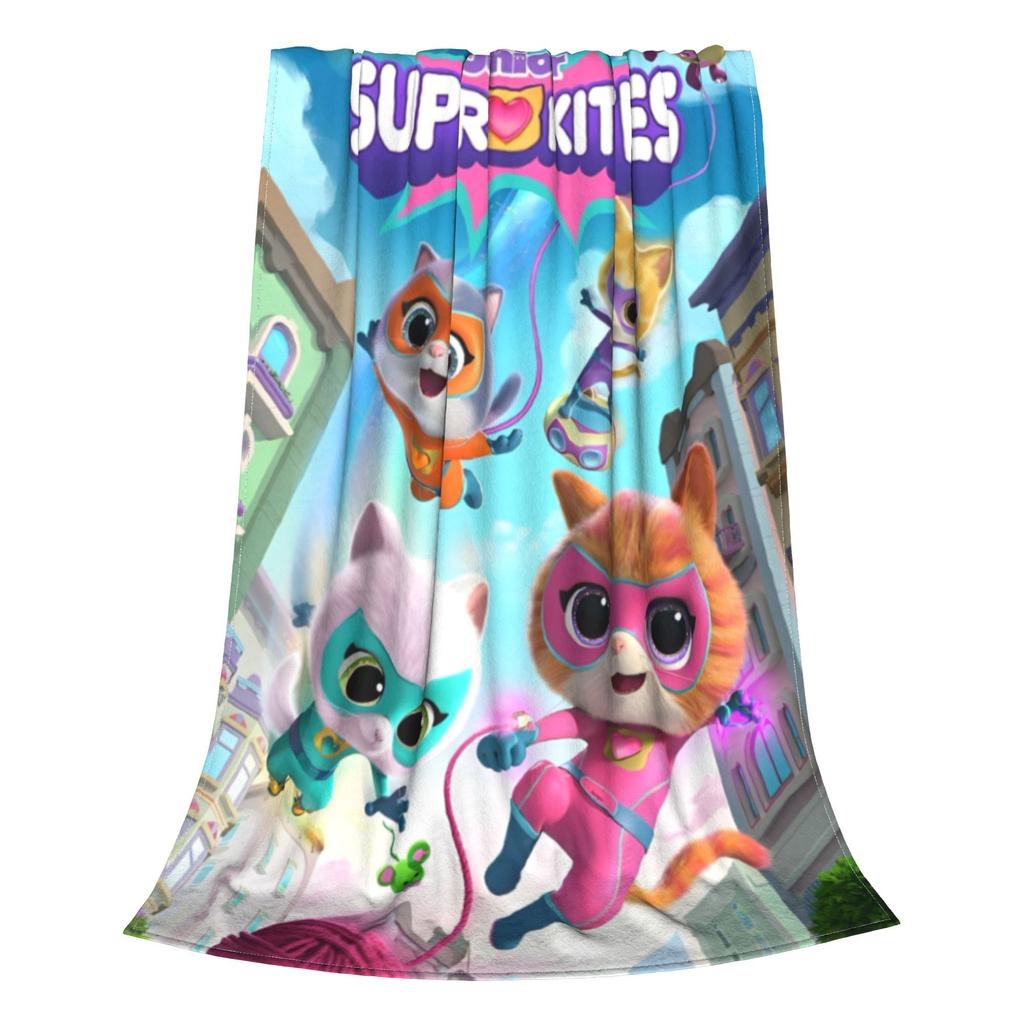 Super Kitties Cats Charged Ginger Wool Blanket Battle Adventures Vintage Throw Blankets for Home 150*125cm Rug Piece Lightweight