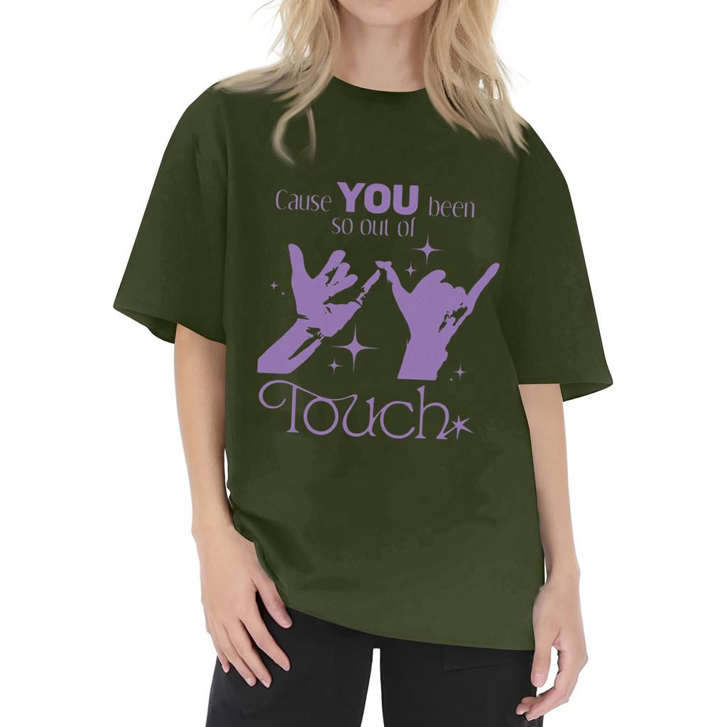Dam T-shirt med tryck och rund hals och korta ärmar