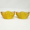 Fengshui 2 PCS Yellow Crytal Feng Shui Golden Ingot/Yuan Bao, Office Living Room Decoration Attract Wealth and Good Luck W3382