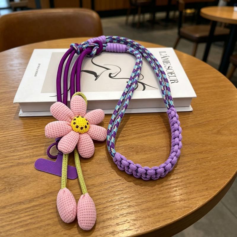 1Pcs Crossbody Long Rope Lanyard Rope Creative Cartoon Flower Phone Universal Lanyard Decorative Pendant Accessories