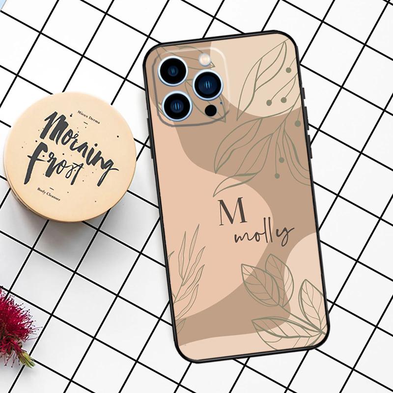 PERSONALISED Initials Name Floral Case For iPhone 16 15 14 11 12 13 Pro Max Mini X XR XS Max 7 8 16 15 Plus Cover Funda
