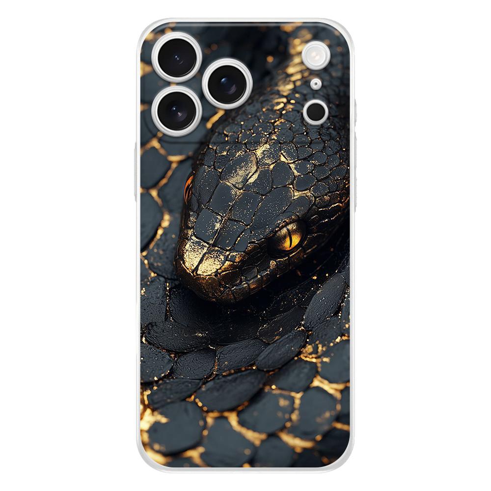 Soft Clear TPU Phone Case For iPhone 17 Air 16E 16 11 15 14 Pro MAX 12 13 7 8 Plus SE Easter Cover Protection Blossom Pink Snake