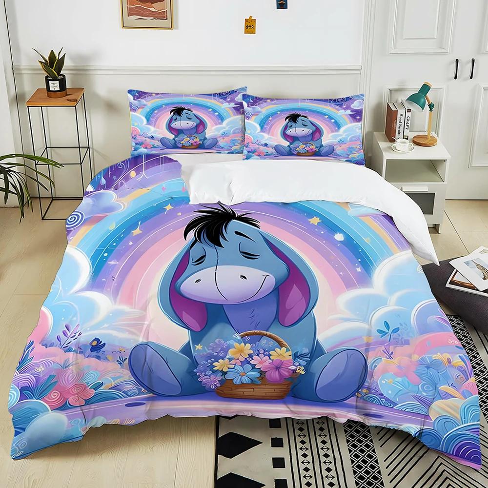 Winnie The Pooh Eeyore Printed Bedding Set 3Pc 1 Duvet Cover 2 Pillowcases Adult And Children Warm Soft Bedding Set Luxury Gift
