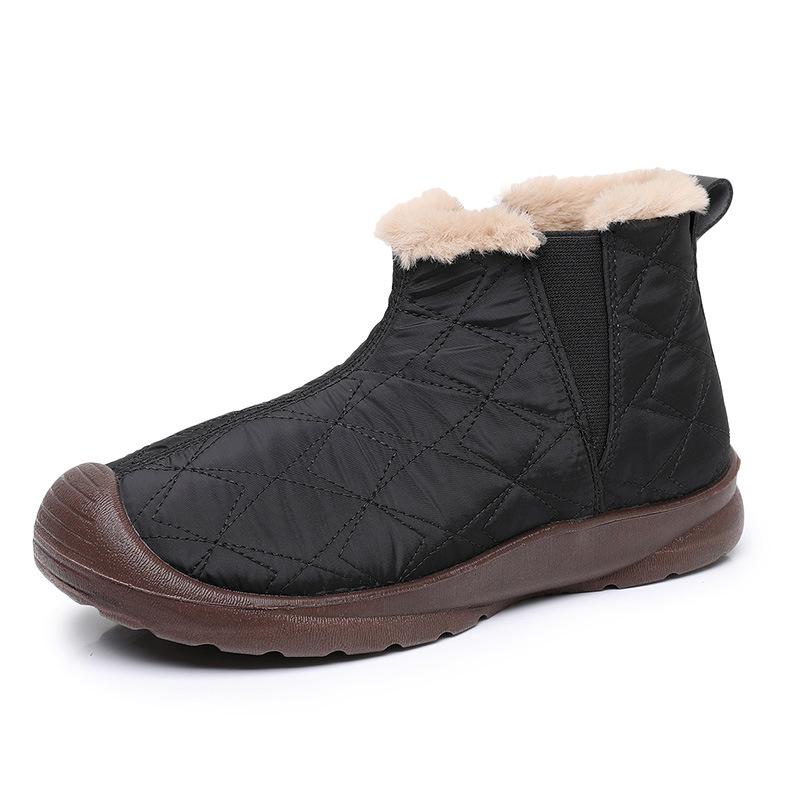 Botas de neve quentes de inverno femininas, confortáveis, à prova d'água, com forro de pele sintética, antiderrapantes, casuais, com forro de lã, botas curtas, sapatos para mulheres