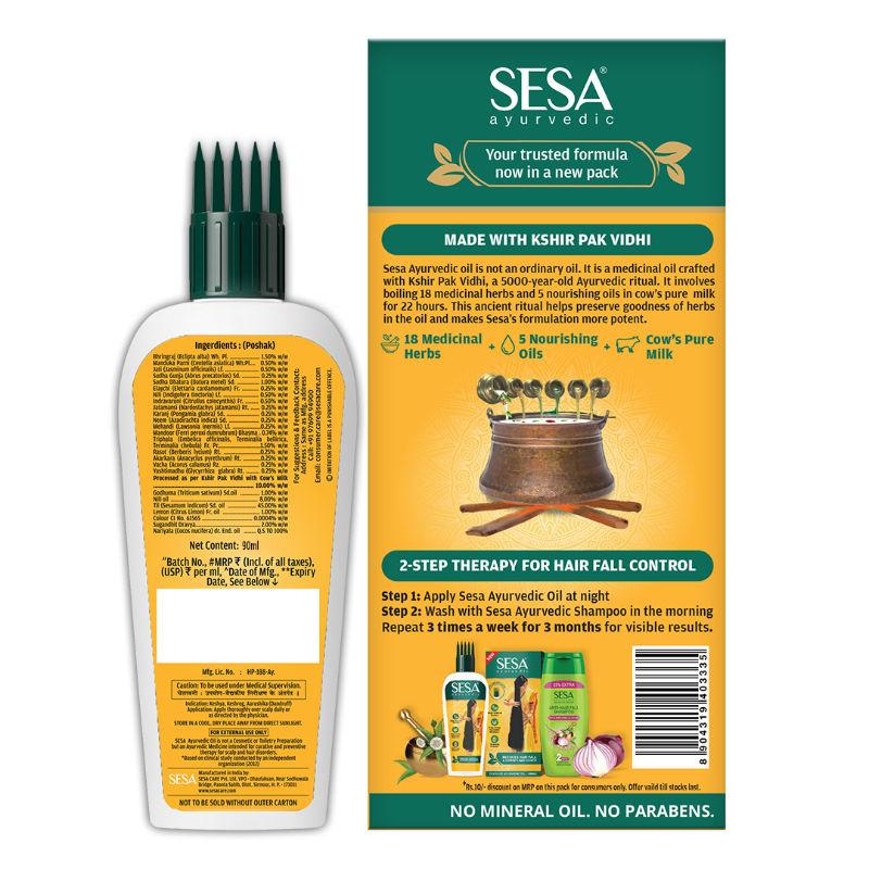 SESA Ayurvedic Hair Oil For Hair Fall Control & Growth With Bhringraj And 17 Herbs 5 Oils 90ml Pack Of 1