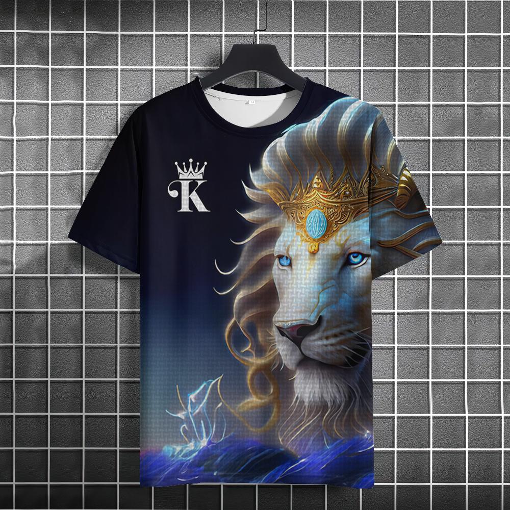 Fierce Animal 3d Print T-Shirts For Men Vintage Men's T-Shirt Summer Short Sleeve Tops Fashion Oversized Tees Men Streetwear