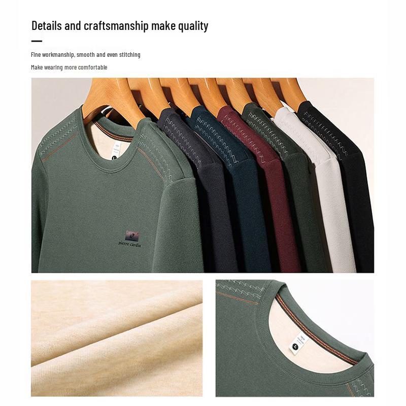 Luomeng Men's Winter Fleece Lined Round Neck Sweatshirt BY062