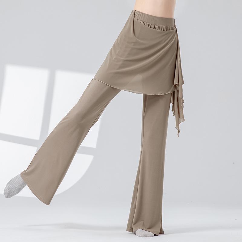 

Одежда для современного танца Женские брюки с высокой талией, со шлейфом, свободные, с широкими штанинами, для взрослых, для практики классического танца, йоги, облегающие XS коричневый