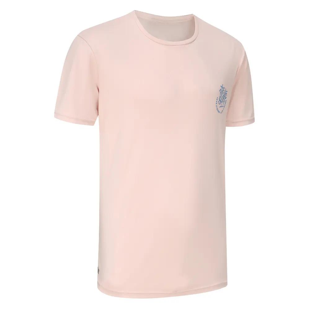 

DECATHLON OLAIAN Holiday navy Letter Label Comfortable Crew Neck Breathable Surf Sun Protection Short Sleeve T-Shirt Men s Pink L-180/100A розовый