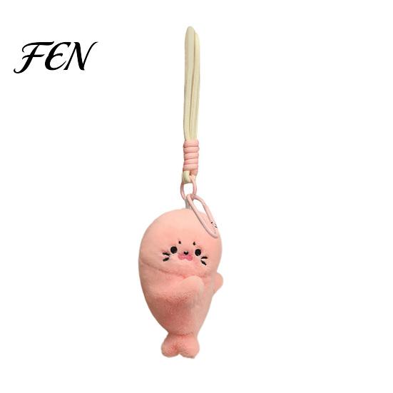 Bag-mounted Car Ornament Magnetic Seal Plush Keychain, Cute Stuffed Animal Keyring, Soft Short Fabric Charm Plushie for Bag Purse, Fridge Magnet Gift