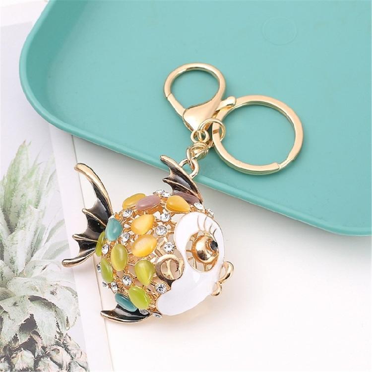 Premium Marine Inspired Keyring Zinc Metal Crafted 3 Aquatic Animal Shapes 5 Glittering Crystal Color Variants