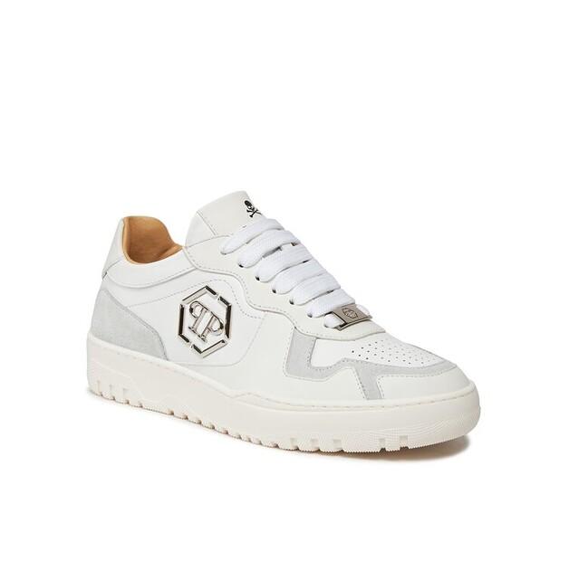 Tenisky PHILIPP PLEIN Mix Leather Low Top Sneakers SADS USC0545 PLE010N 01 bílá