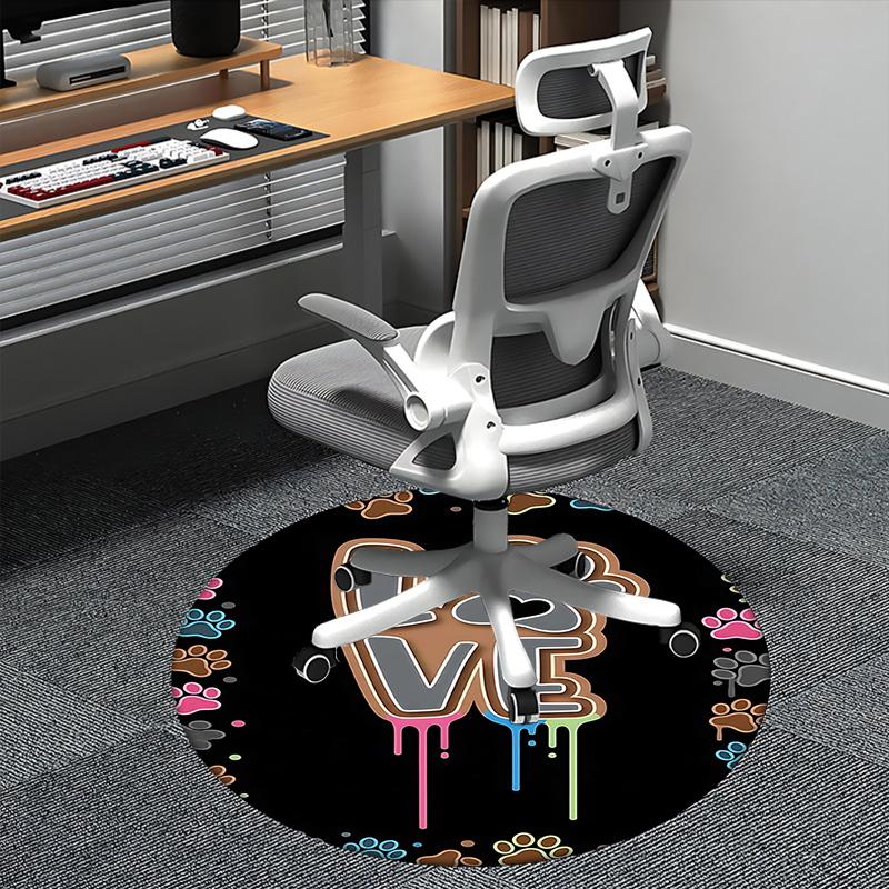 

Love Paw Print Chair Mat Round Carpet for Home Decor, Office, Living Room, Bedroom, Gift Idea0125b 80cm by 80cm