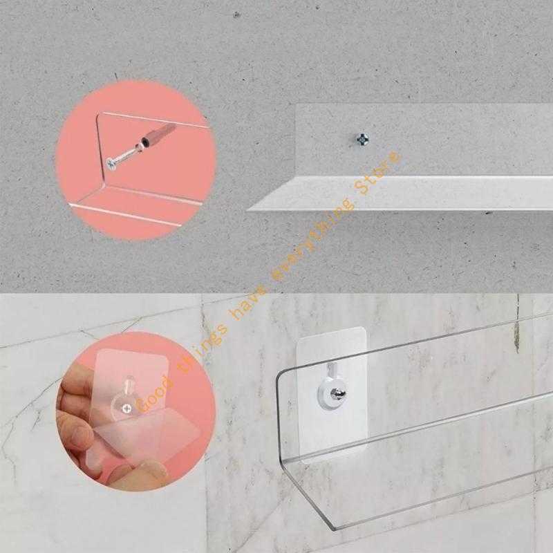 Clear Acrylic Wall Mounted Shelf with Floating Effect Minimalists Invisible Rack 55KF