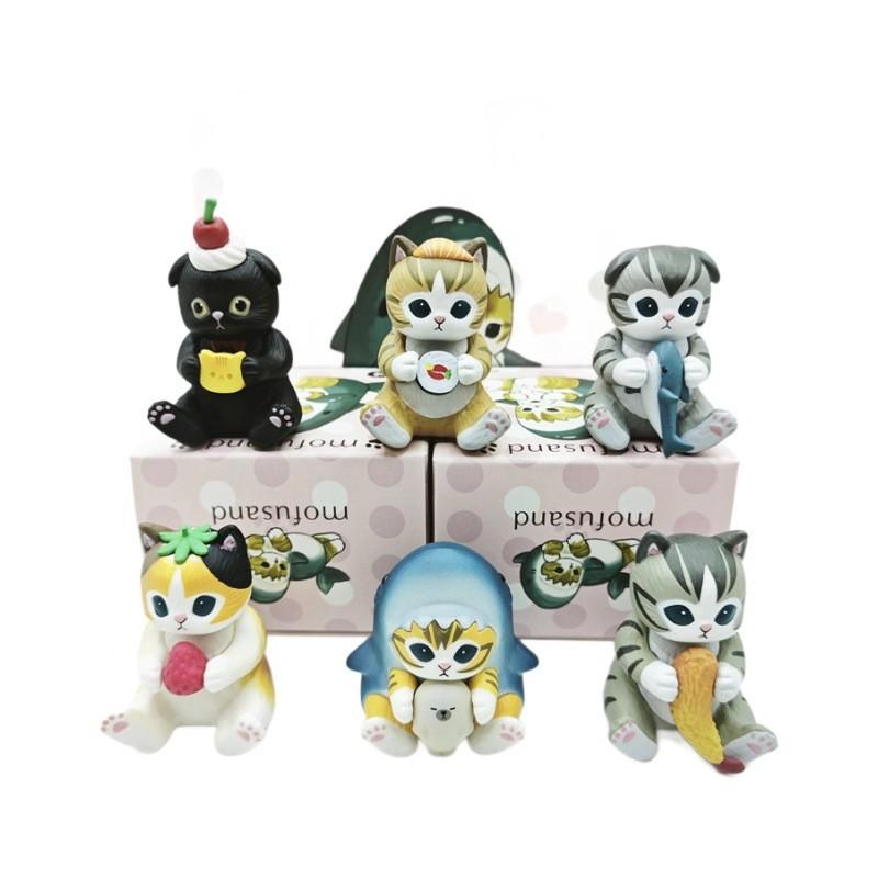 Cat Cute Shark Pvc Toy Figures 6 Pcs Mini Collectibles For Room Decor Gifts