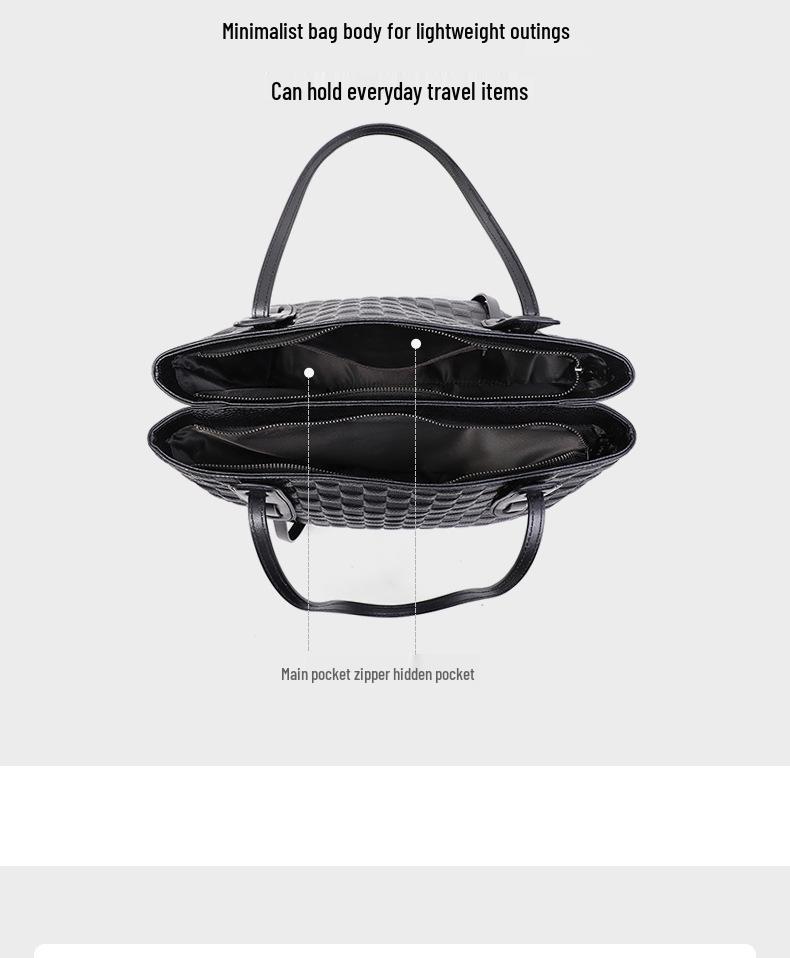 2026 Women's Genuine Leather Tote Bag - Trendy, Large Capacity, Handheld & Shoulder, Fashionable Commute Accessory