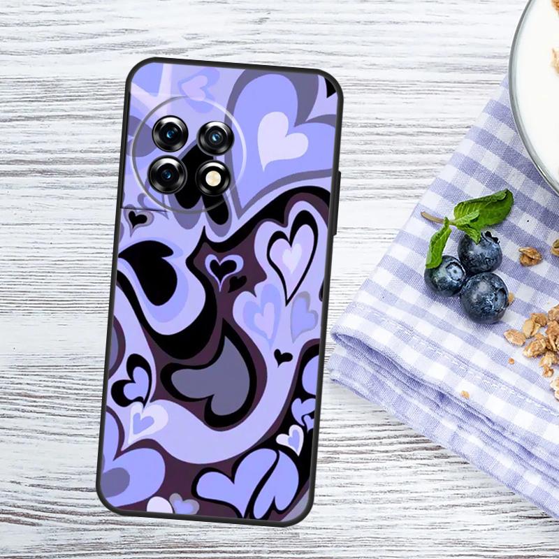 Brown Purple Hearts Swirl Pattern Case For OnePlus Nord 5 CE 3 4 Lite N20 N30 OnePlus 15 15R 13 13T 10T 10 11 12 12R 13R Cover