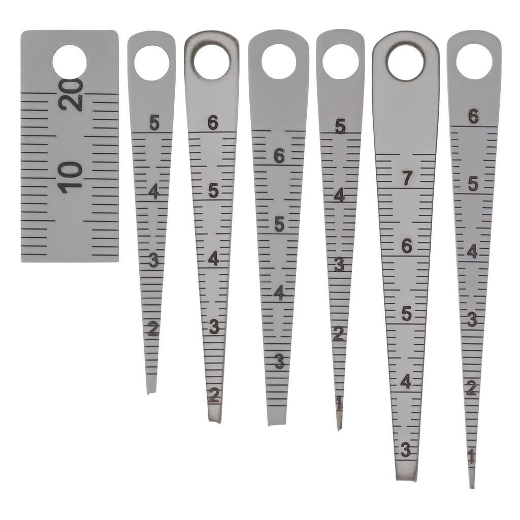 7 Pcs Stainless Steel Feeler Gauge Set 0.1-20mm Clearance Ruler for Cylindrical Bore Taper Welding Hole Inspection Tool