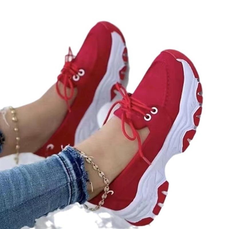 Large-size Single Shoes Women's Spring Casual Single Shoes Platform-soled Lace-up Sports Shoes