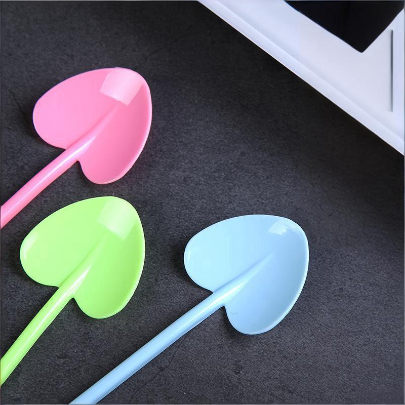 100Pcs Heart Shape Disposable Spoons - Colorful Long Handle Dessert Spoons For Ice Cream, Cake, Pastry, Mooncakes | Cute Party