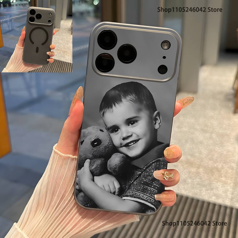 J-Justin B-Bieber Swag II Průhledný šedý kryt na telefon Pro iPhone 17,16,15,14,13,12,11,Pro,Max,Plus Magnetické bezdrátové nabíjení