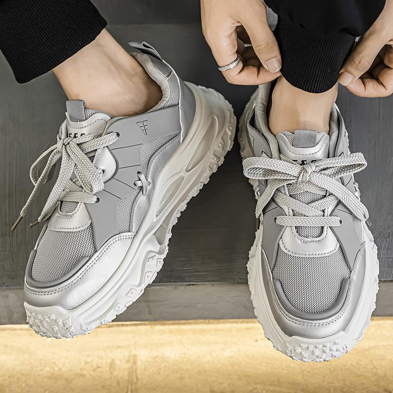 Men's shoes - sports shoes, lace-up, thick sole, vulcanized, breathable sports shoes