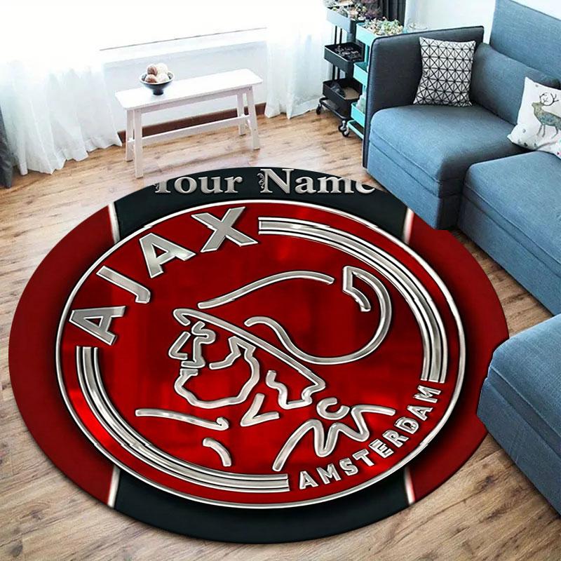 AFC Ajax Custom Name Round Area Rug,Carpet Rug for Living Room Bedroom Sofa Playroom Decor,Non-slip Floor Mat