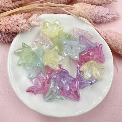 Alta calidad 20 Piezas 16*11.5mm Acrílico Color Macarrón Mate Escarchado Accesorio DIY para Cuentas Accesorio Colorido Material Forma de Flor Cuentas